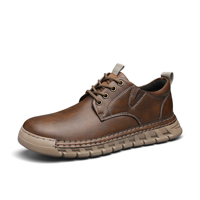 Men's Handmade Genuine Leather Casual Boots - Wide Toe, Arch Support, Shock Absorption, Waterproof, Slip-Resistant, Impact-Resistant, Puncture-Resistant