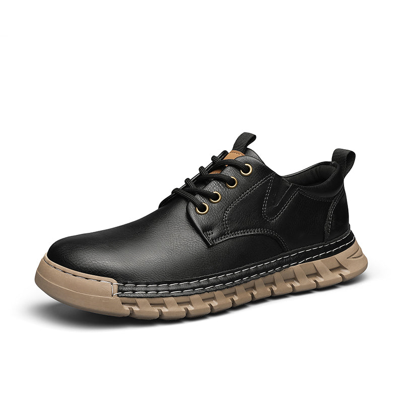 Men's Handmade Genuine Leather Casual Boots - Wide Toe, Arch Support, Shock Absorption, Waterproof, Slip-Resistant, Impact-Resistant, Puncture-Resistant