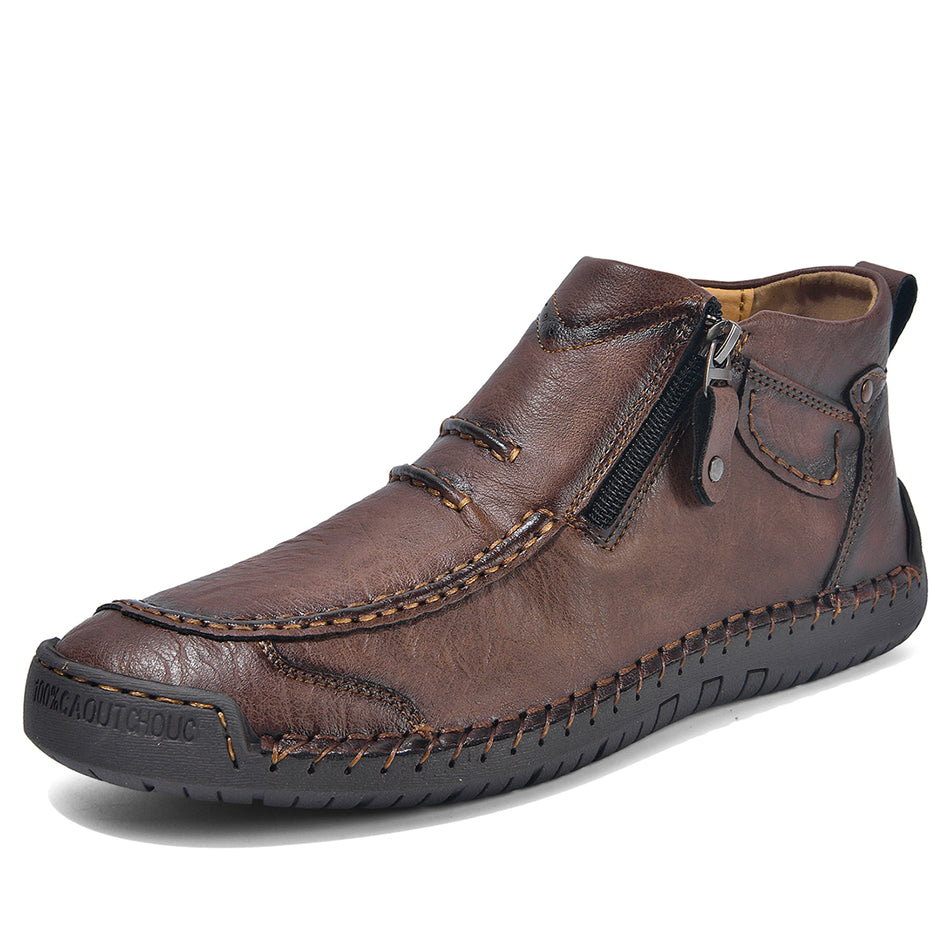 Men’s Handmade Leather Driving Boots | Wide Toe, Arch Support, Waterproof, Pressure Relief, Non-Slip Comfort for Everyday & Travel