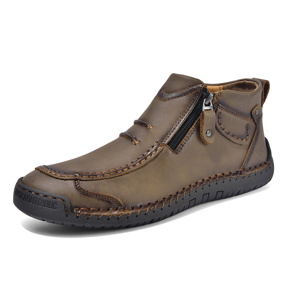 Men’s Handmade Leather Driving Boots | Wide Toe, Arch Support, Waterproof, Pressure Relief, Non-Slip Comfort for Everyday & Travel
